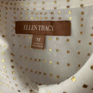 Ellen Tracy Cream/Gold Blouse. Size Medium.